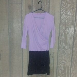 Lilac Wrap-Style Top with Black Sparkle Skirt